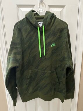 Nike Mens Club Fleece Camp Lined Pullover Hoodie Sweatshirt size Large